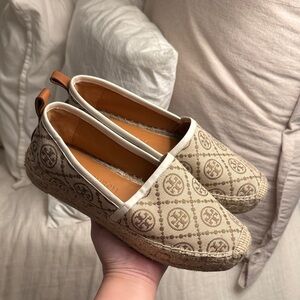 Tory Burch Beige and Brown Espadrilles